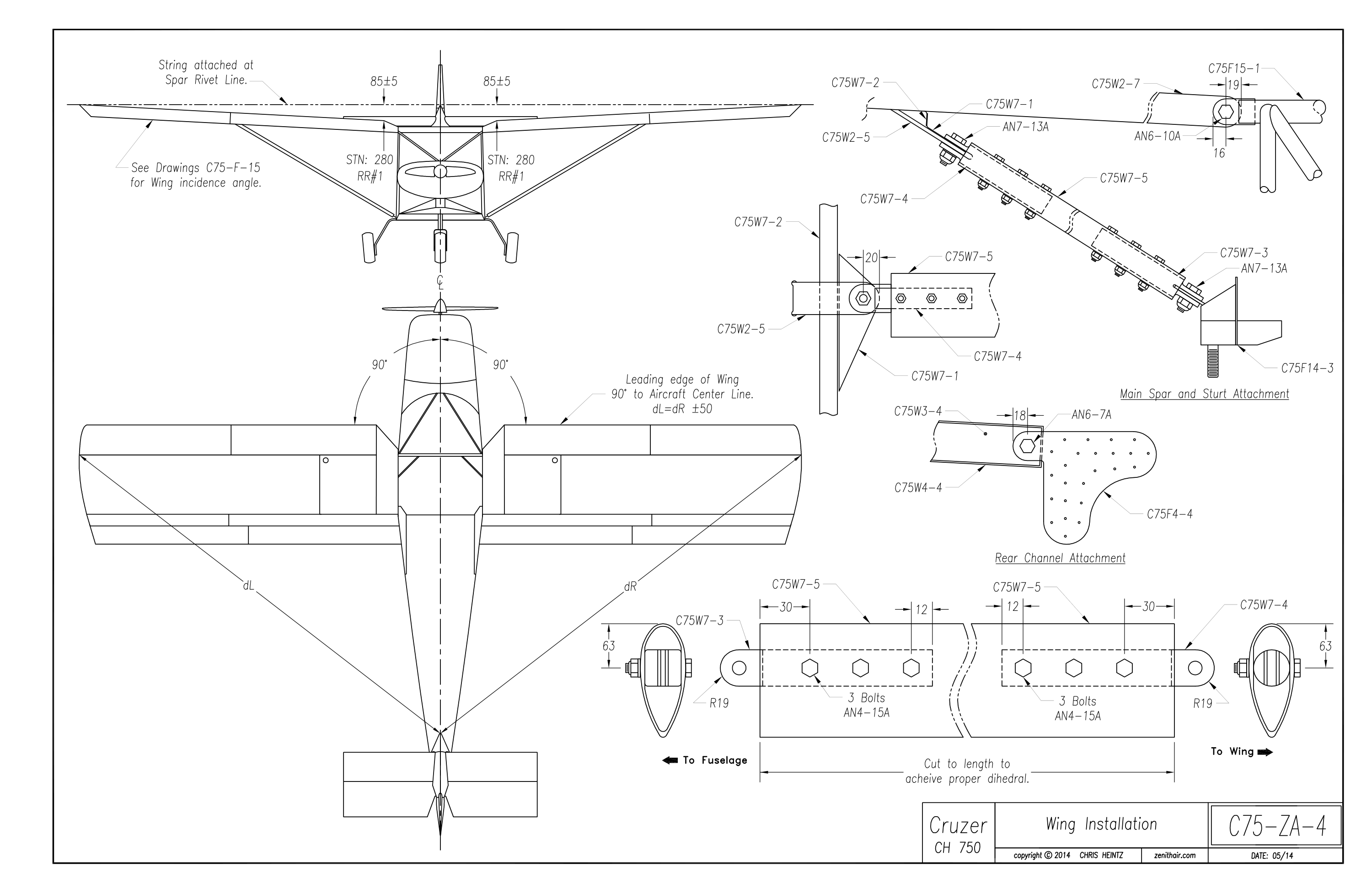 c75-za-4 — Установка крыльев и подкосов