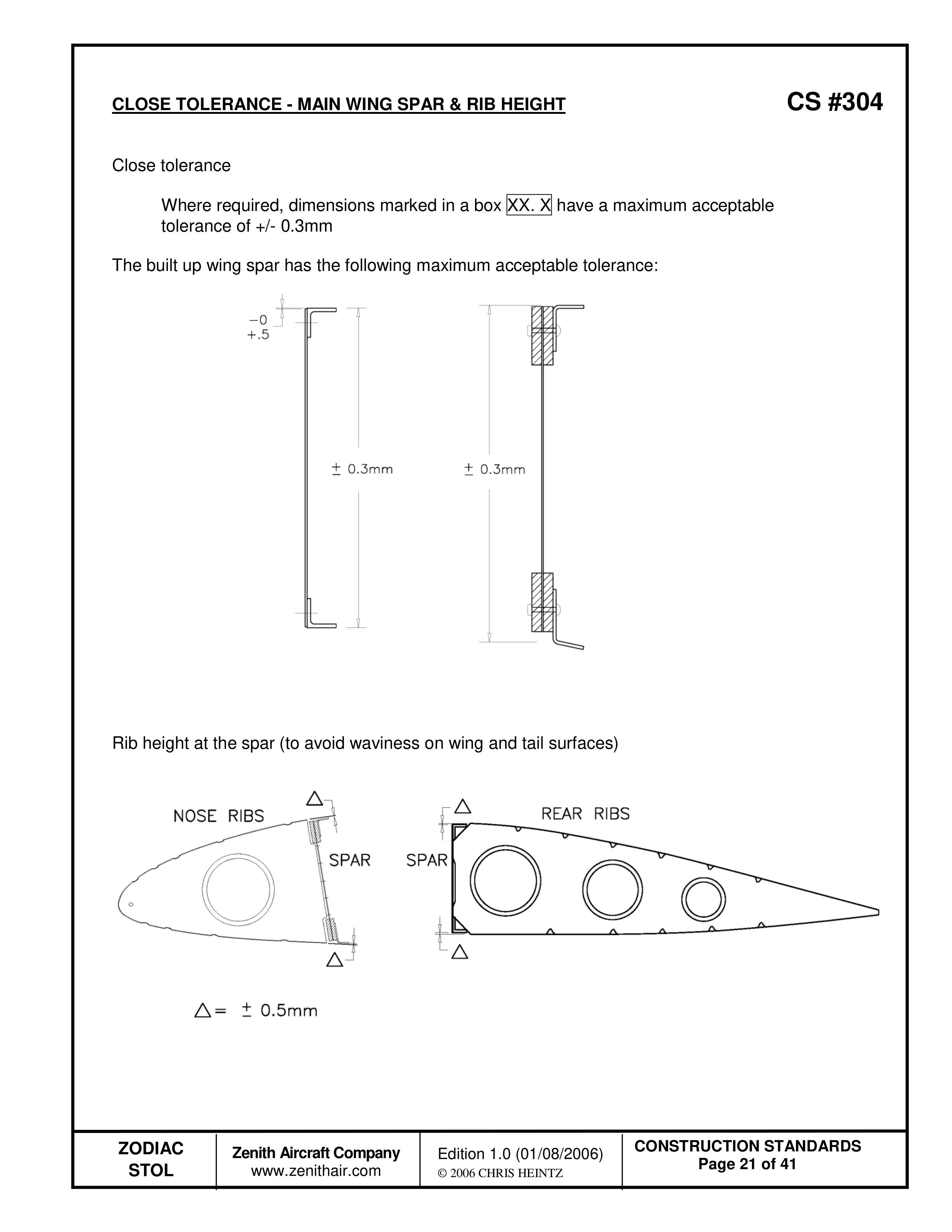 Точные размеры лонжерона и нервюры — CS 304 — оригинальная страница 21